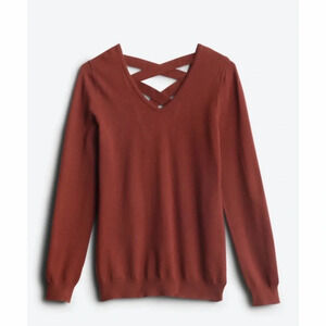Love Ellie Mia Back Detail Knit Pullover Sweater Burgundy Orange Size XXL